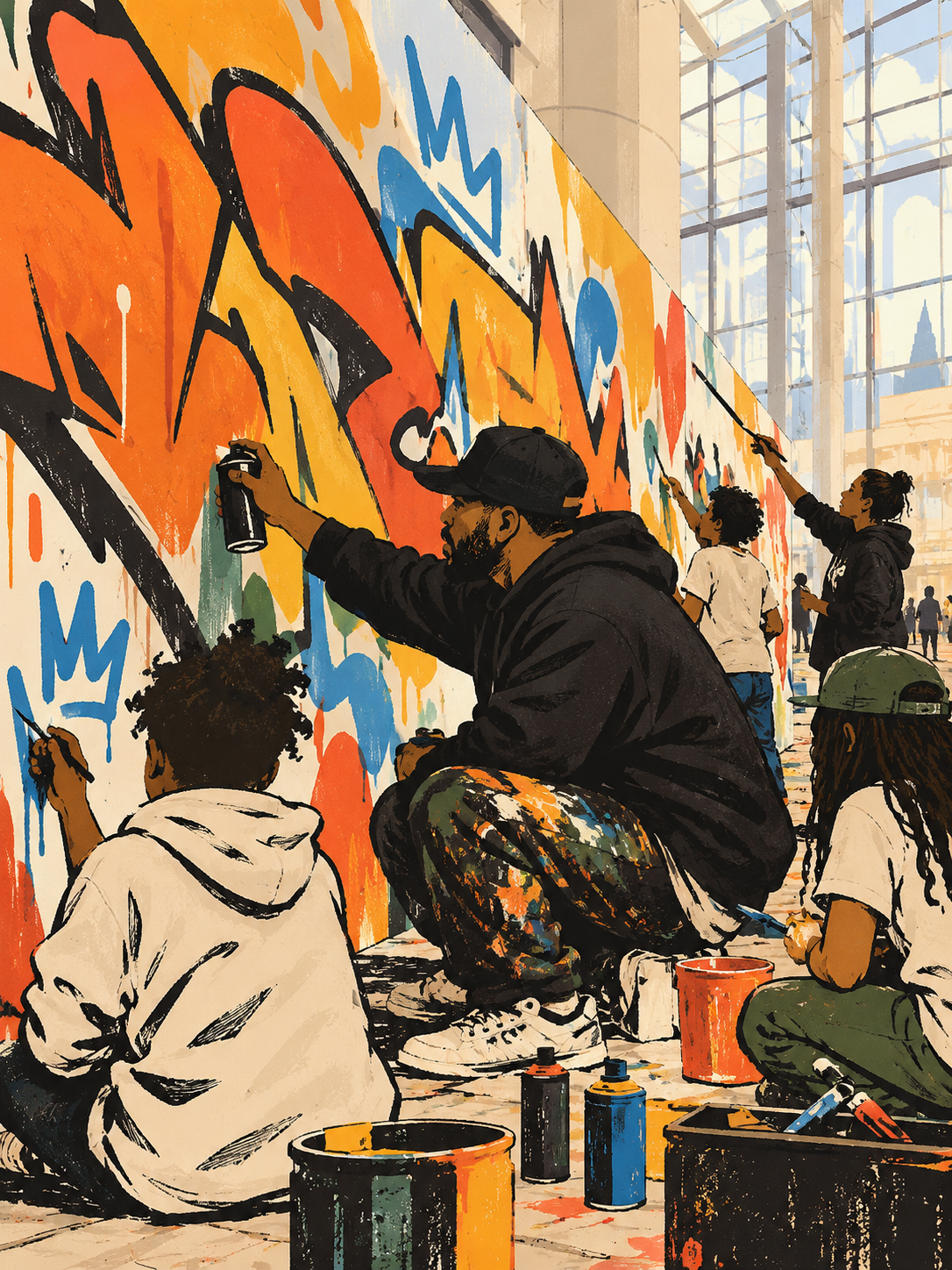 daze leads a free graffiti style mural workshop
